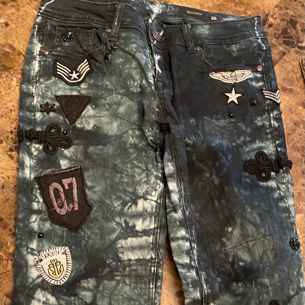 Grace in LA Tye Die Jeans 28 Skinny Patches
